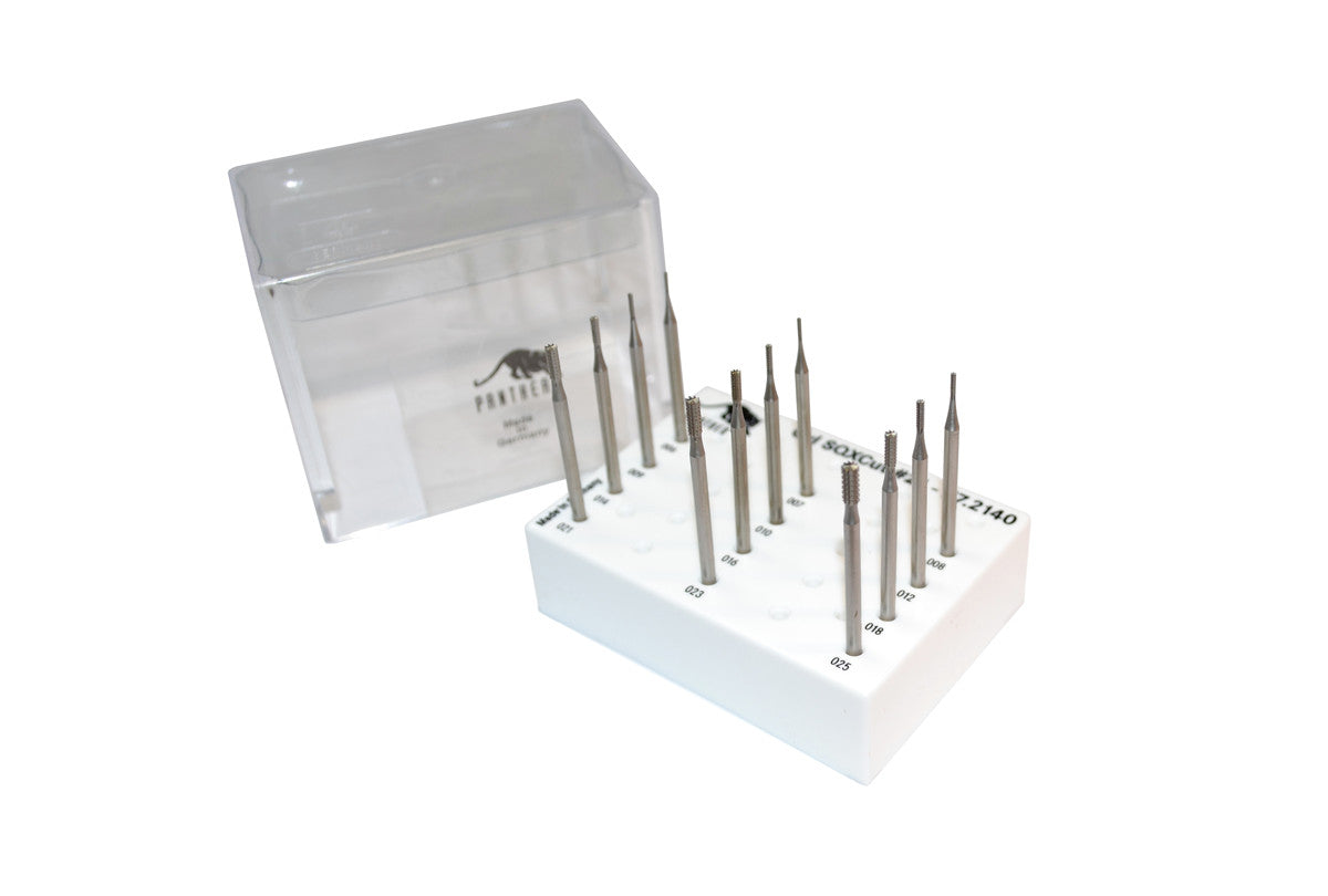 Grobet USA® 77.214 Panther Burs, Set Of 12, Cylinder Square Cross-Cut, Fig. 21, EA