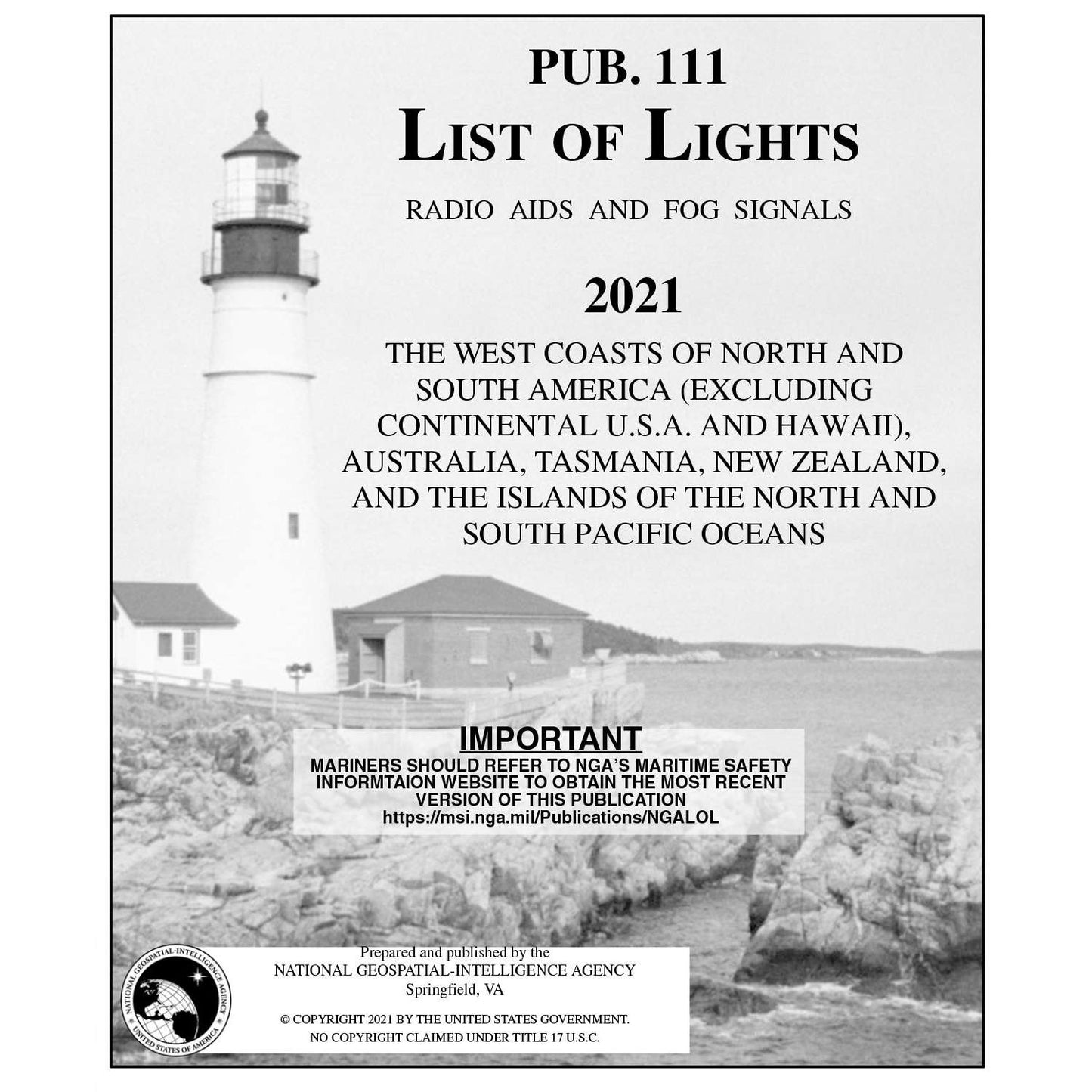Paradise Clay IHP_PUB111 Pub 111 List of Lights: West Coasts of N. and S. America, Australia, Tasmania, New Zealand and Pacific Islands (CURRENT EDITION) - Book