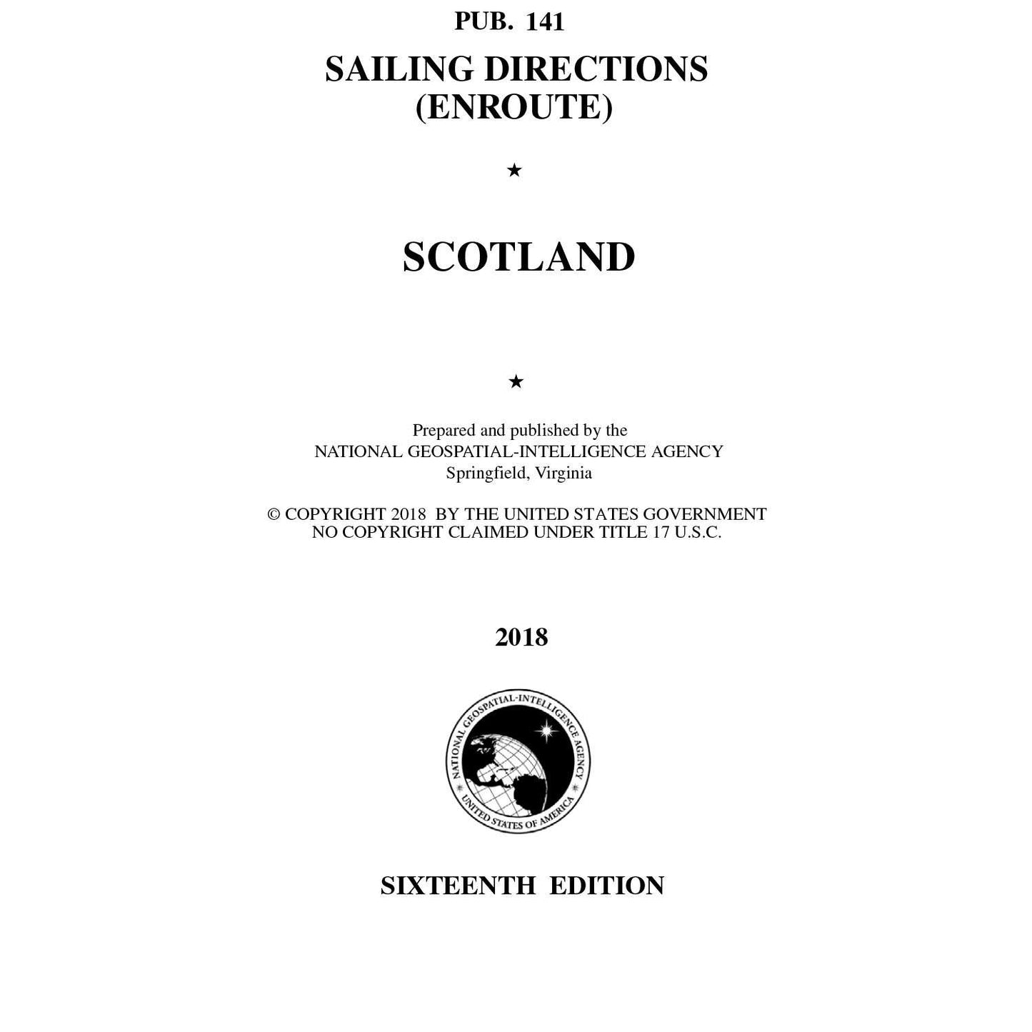 Paradise Clay IHP_PUB141 PUB 141: Sailing Directions Enroute: Scotland (CURRENT EDITION) - Book