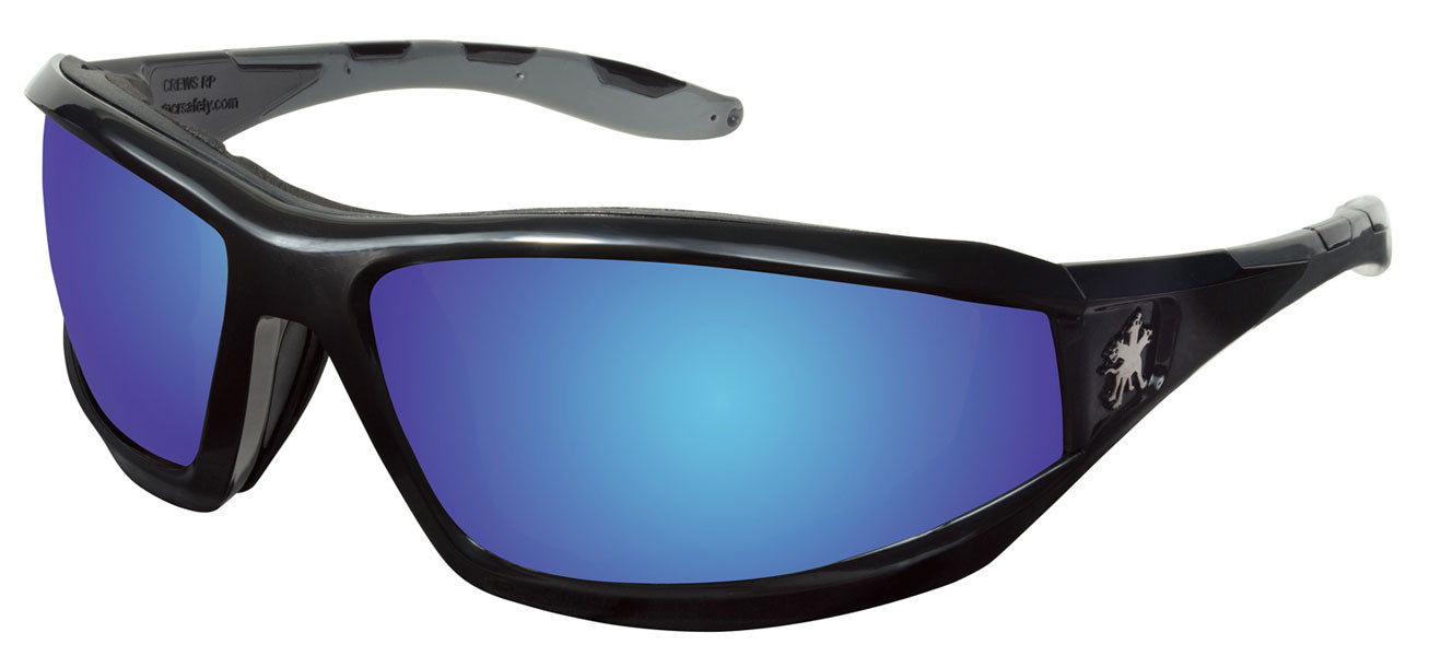 MCR Safety RP218B Swagger® RP2 Series Black Safety Glasses Blue Diamond Mirror Lenses Foam Lined (1 Pair)