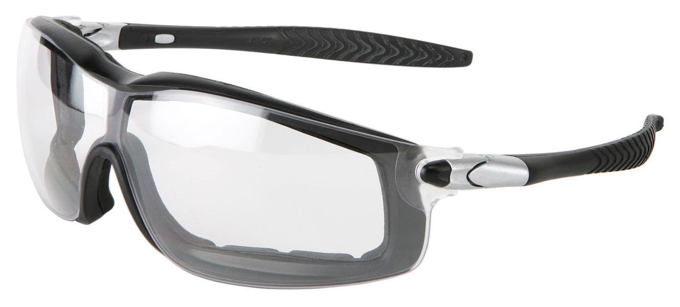 MCR Safety RT110AF RT1 Series Foam Lined Safety Glasses Clear UV-AF® Anti-Fog Lens Adjustable Ratcheting Temples Interchangeable Head Band Included (1 Pair)