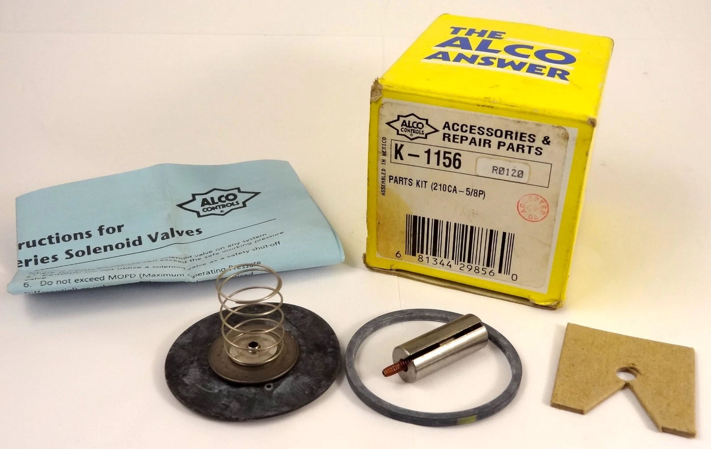 Emerson K-1156 210CA-5/8P Repair Kit, Plunger and Spring Assembly, Diaphragm Spring, Square Cut Gasket and Diaphragm Assembly for Ethylene Propylene Seats