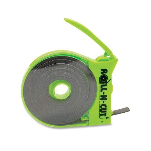 Baumgartens BAU66021 Magnetic Tape With Self-Cutting Dispenser - 0.50" Width X 15 Ft Length - Dispenser Included - Green Dispenser - 1 / Roll - Black