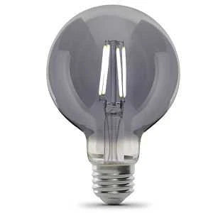 Feit Electric G25/SMK/VG/LED 5W (40W Replacement) G25 E26 Dimmable Straight Filament Smoke Glass Vintage Edison LED Light Bulb, Daylight