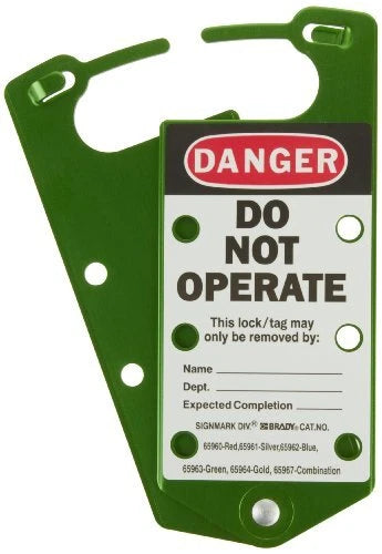 BRADY® 65963 Labeled Lockout Hasps Green