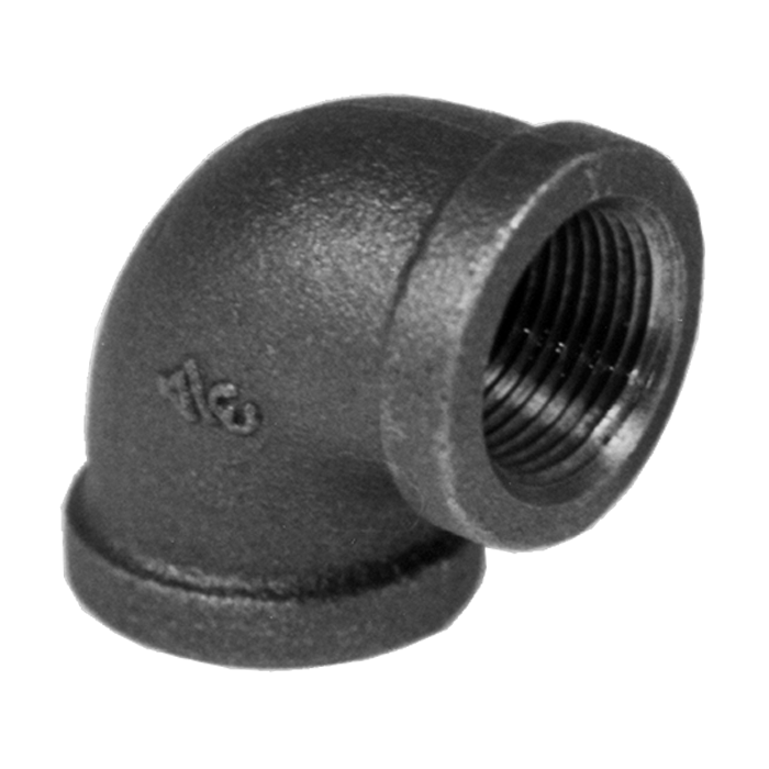 Legend Valves 350-000 1/8" SA Siam Class 150 Malleable Black Iron 90° Elbow