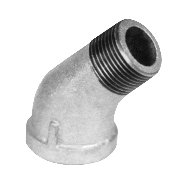 Legend Valves 352-071 4" SA Siam Class 150 Malleable Galvanized Iron 45° Street Elbow