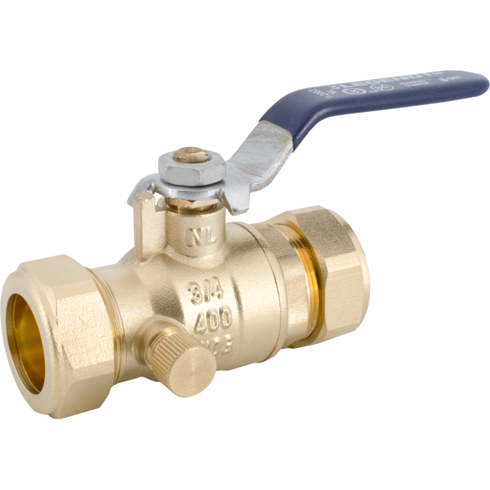 Legend Valves 101-435NL 1" No Lead Forged Brass Full Port Compression Ball Valve with Drain