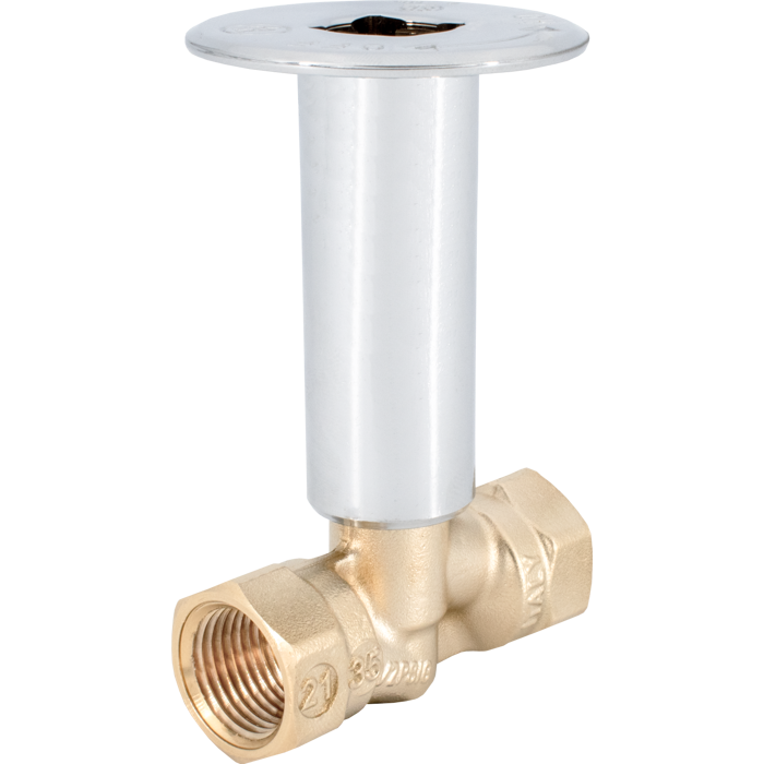 Legend Valves 102-803 1/2" Kit with Forged Brass Multi-Turn Globe-Type Straight Pattern Log Lighter Valve with Burner Bar, Chrome-Plated Escutcheon, and Key