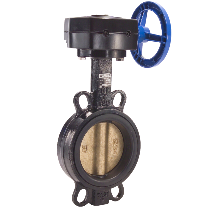 Legend Valves 116-441 2" Ductile Iron Wafer-Type Butterfly Valve with Aluminum Bronze Disc, EPDM Seat, and Gear Operator Handle