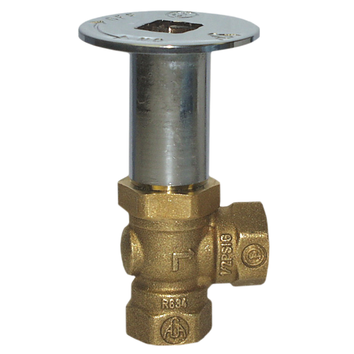 Legend Valves 102-894 1/2" Kit with Forged Brass 1/4-Turn Ball-Type Angle Pattern Log Lighter Valve with Polished Brass Escutcheon and Key