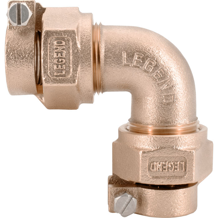 Legend Valves 313-335NL 1" No Lead Cast Bronze Water Service CTS Pack Joint Quarter-Bend Elbow