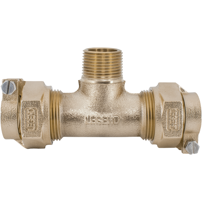 Legend Valves 313-386NL 3/4" x 1" No Lead Cast Bronze Water Service CTS Pack Joint x MNPT Tee