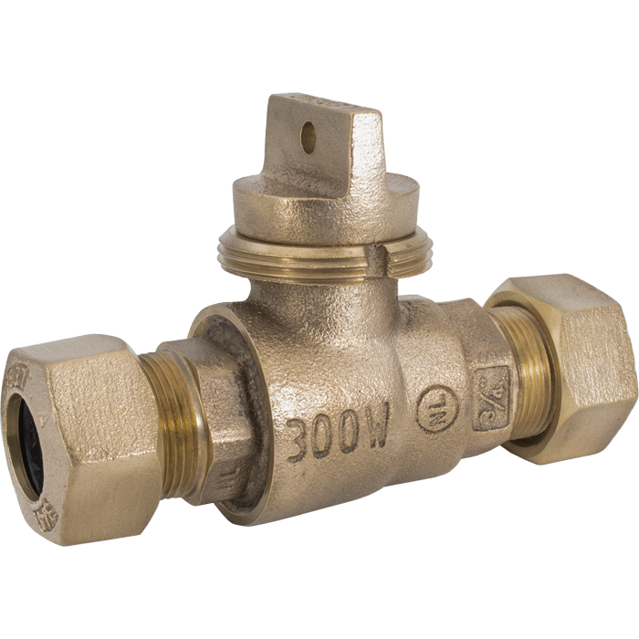 Legend Valves 314-334NL 3/4" No Lead Cast Bronze Water Service Minneapolis Pattern CTS Ring Compression Curb Stop Valve