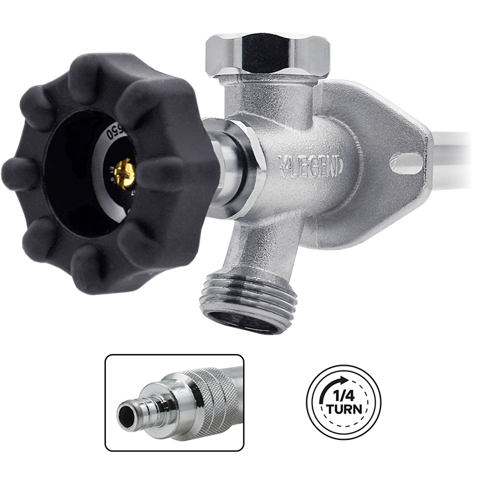 Legend Valves 108-005NL 1/2" x 12" No Lead Forged Brass 1/4-Turn Crimp/Cinch PEX Frostfree Sillcock with Softouch Handle & Integrated Anti-Siphon Vacuum Breaker