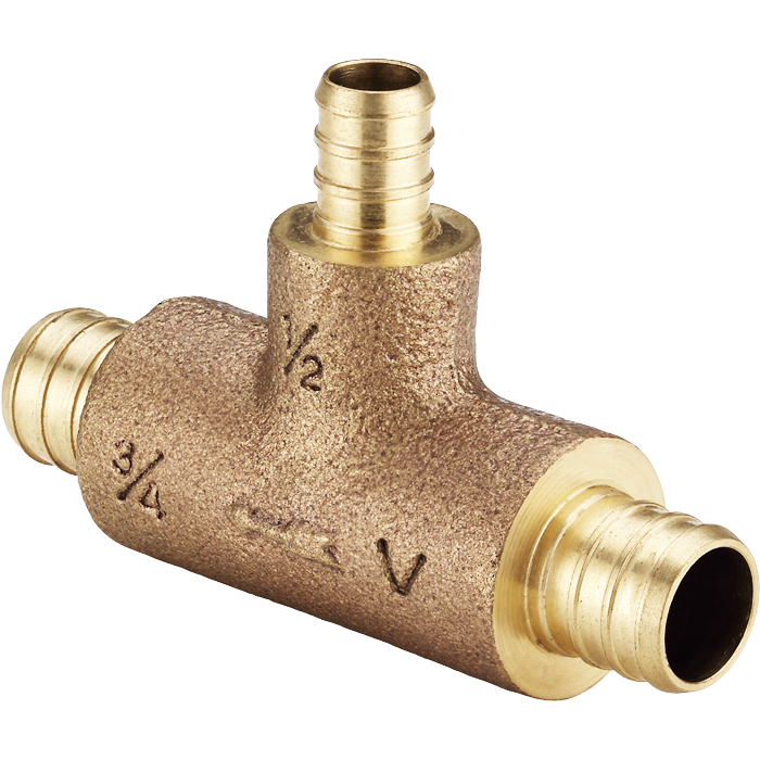 Legend Valves 302-203PNL 3/4" x 3/4" x 1/2" No Lead Cast Brass Crimp/Cinch PEX Monoflow Tee
