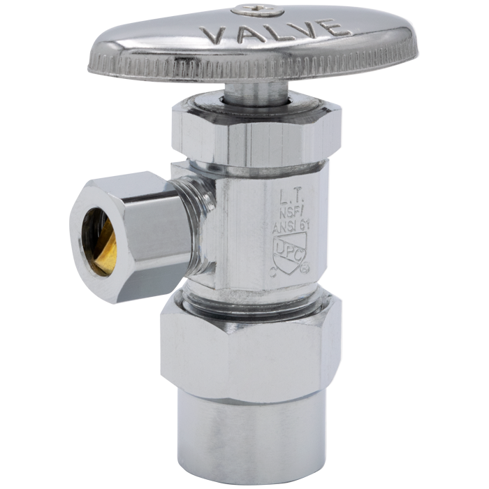 Legend Valves 114-107NL 1/2" x 3/8" No Lead Chrome-Plated Forged Brass Multi-Turn CPVC x OD Angle Stop Valve