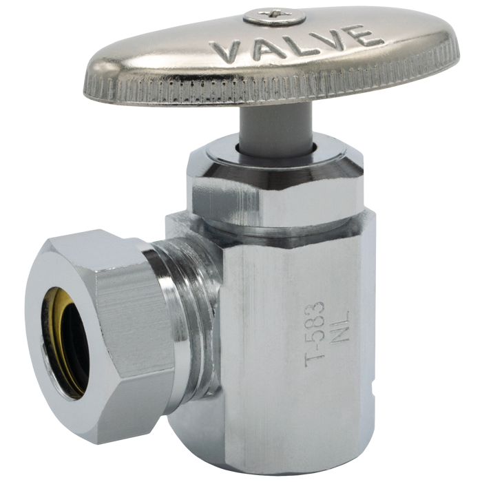 Legend Valves 114-133NL 1/2" No Lead Chrome-Plated Forged Brass Multi-Turn FNPT x Slip Joint Angle Stop Valve