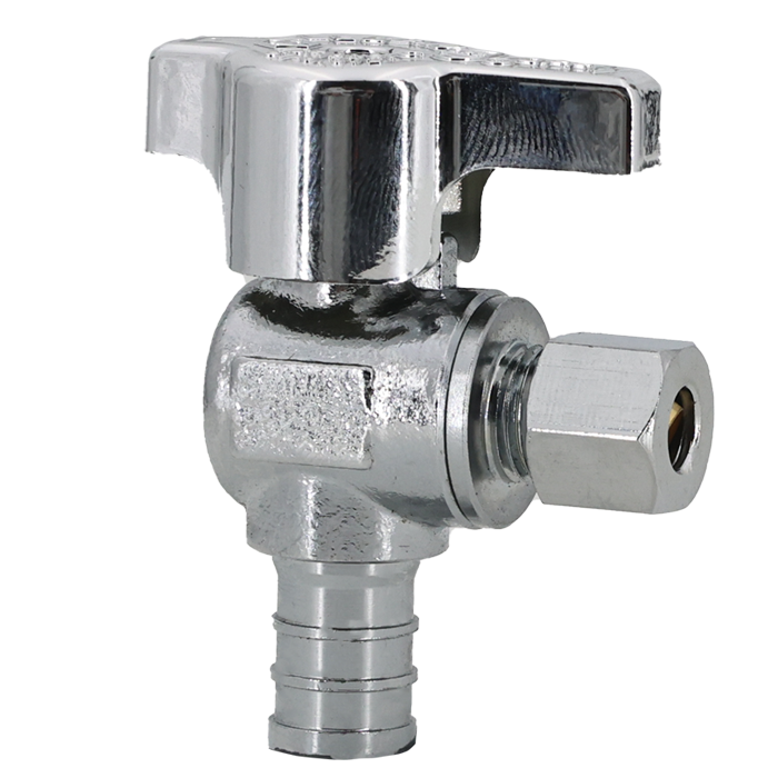 Legend Valves 114-615NL 1/2" x 1/4" No Lead Chrome-Plated Forged Brass 1/4-Turn Icemaker F1807 x OD Icemaker Angle Stop Valve
