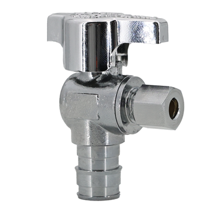 Legend Valves 114-605NL 1/2" x 1/4" No Lead Chrome-Plated Forged Brass 1/4-Turn Icemaker F1960 x OD Icemaker Angle Stop Valve