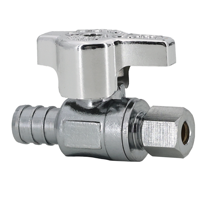 Legend Valves 114-715NL 1/2" x 1/4" No Lead Chrome-Plated Forged Brass 1/4-Turn F1807 x OD Icemaker Straight Stop Valve