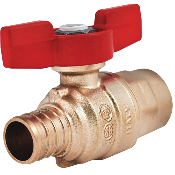 Legend Valves 101-583NL 1/2" No Lead Forged Brass Sweat x Crimp/Cinch PEX Transition Ball Valve with Tee Handle