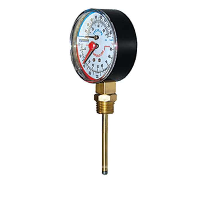 Legend Valves 800-684 1/2" Bottom-Mount Temperature & Pressure Gauge with Extended 3" Probe