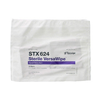 SOS Cleanroom Texwipe STX624 Sterile VersaWipe 4" x 4" Cellulose and Polyester Cleanroom Wiper (Case Qty.) - Case