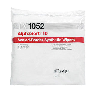 SOS Cleanroom Texwipe TX1052 AlphaSorb10 12" x 12" Polyester Cleanroom Wiper - Case