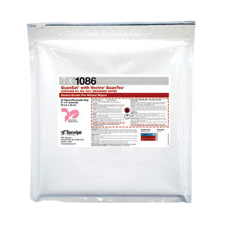 SOS Cleanroom Texwipe TX1086 Vectra QuanSat 9" x 9" Polyester Cleanroom Wiper Pre-Wetted 6% IPA - Case
