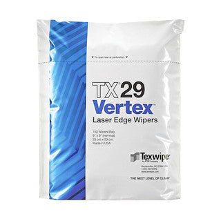 SOS Cleanroom Texwipe TX29 Vertex 9" x 9" Polyester High Durability Laser Edge Cleanroom Wiper - Bag