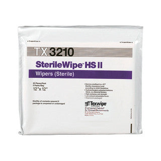 SOS Cleanroom Texwipe TX3210 SterileWipe HSII 12" x 12" Cellulose and Polyester Cleanroom Wiper (Case Qty.) - Case
