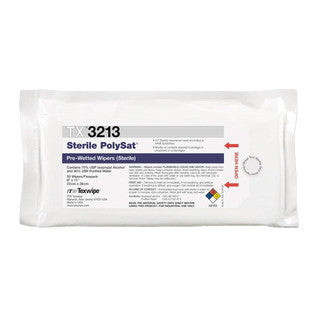 SOS Cleanroom Texwipe TX3213 Sterile PolySat 9" x 11" Polypropylene Cleanroom Wiper Pre-Wetted 70% IPA (Case Qty.) - Case