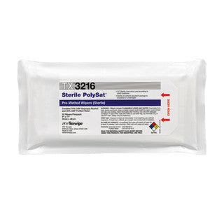 SOS Cleanroom Texwipe TX3216 Sterile PolySat 9" x 11" Polypropylene Cleanroom Wiper Pre-Wetted 70% IPA (Case Qty.) - Case