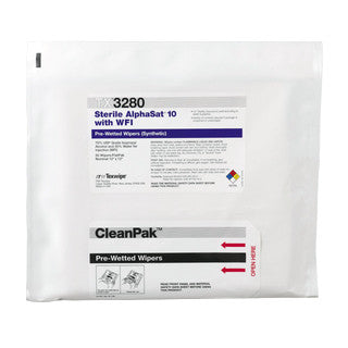 SOS Cleanroom Texwipe TX3280 Sterile AlphaSat10 12" x 12" Polyester Wiper Pre-Wetted 70% IPA 30% WFI (Case Qty.) - Case