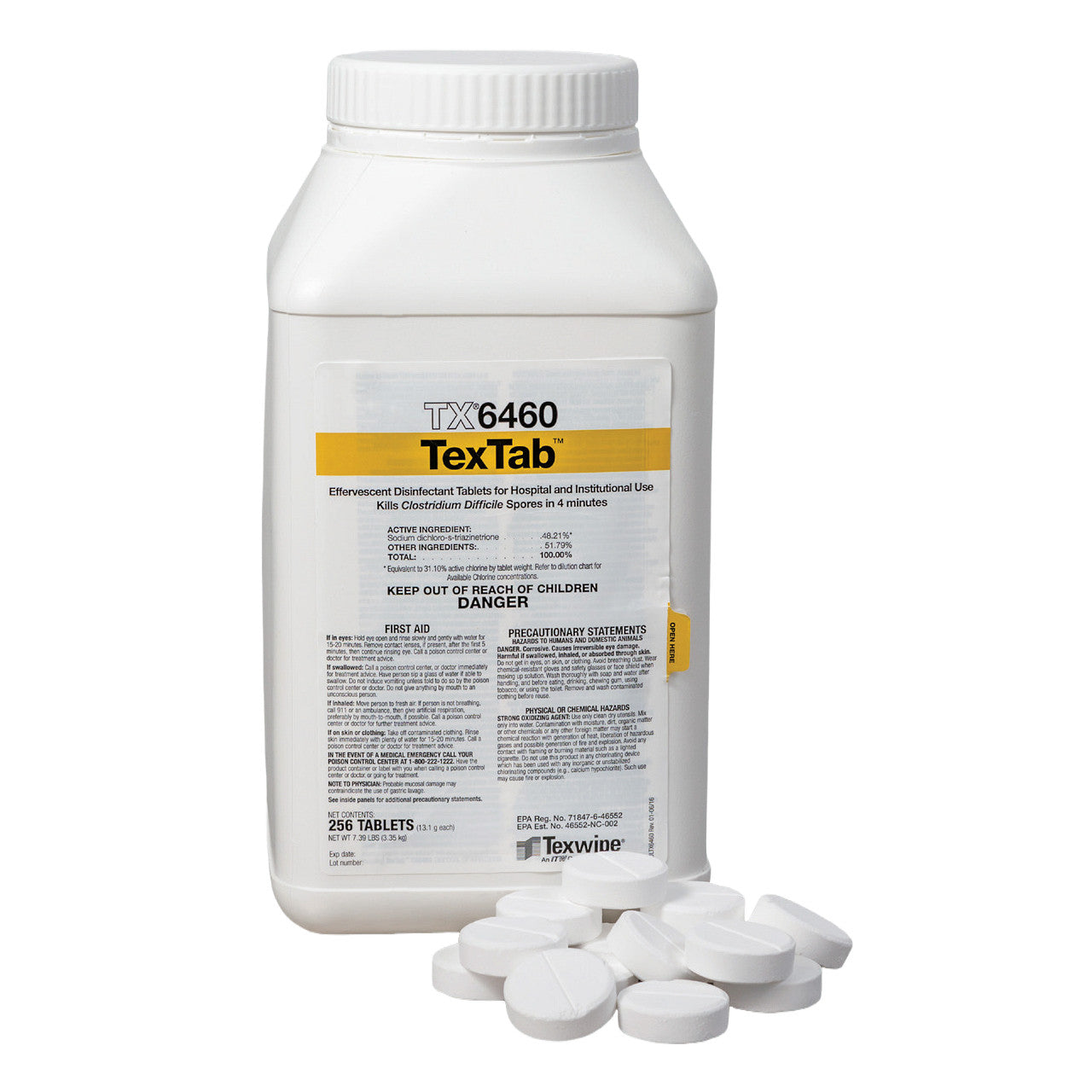 SOS Cleanroom Texwipe TX6460 TexTab Sporicidal Disinfectant Tablets Contains 48.21% of Sodium Dichloro-S-Triazinetrione - Case