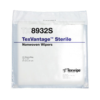 SOS Cleanroom Texwipe TX8932S Sterile TexVantage 12" x 12" Cellulose and Polyester Cleanroom Wiper (Case Qty.) - Case