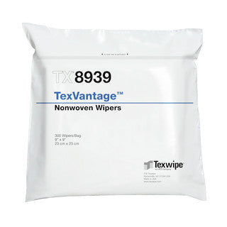 SOS Cleanroom Texwipe TX8939 TexVantage 9" x 9" Cellulose and Polyester Cleanroom Wiper - Bag