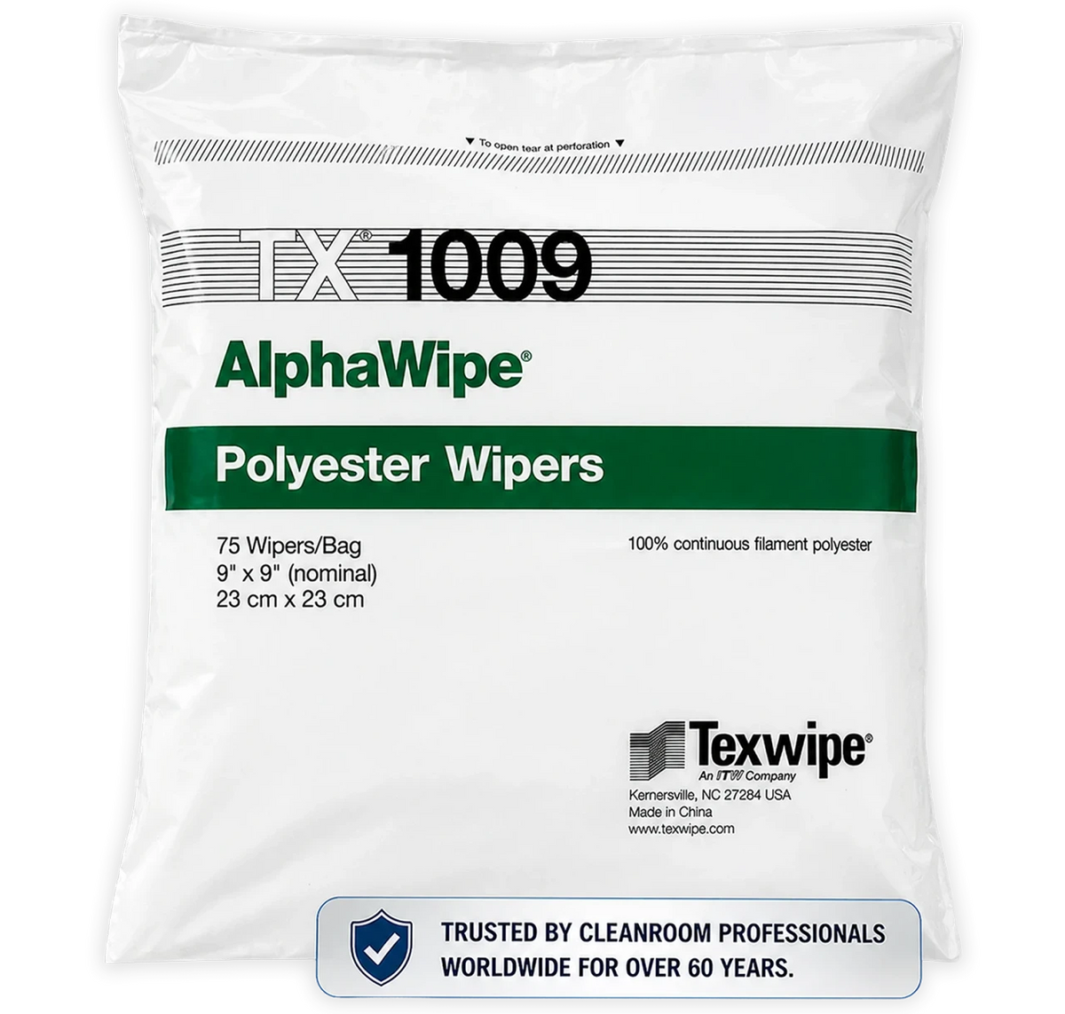 SOS Cleanroom Texwipe TX1009 AlphaWipe 9" x 9" Polyester Cleanroom Wiper - Case