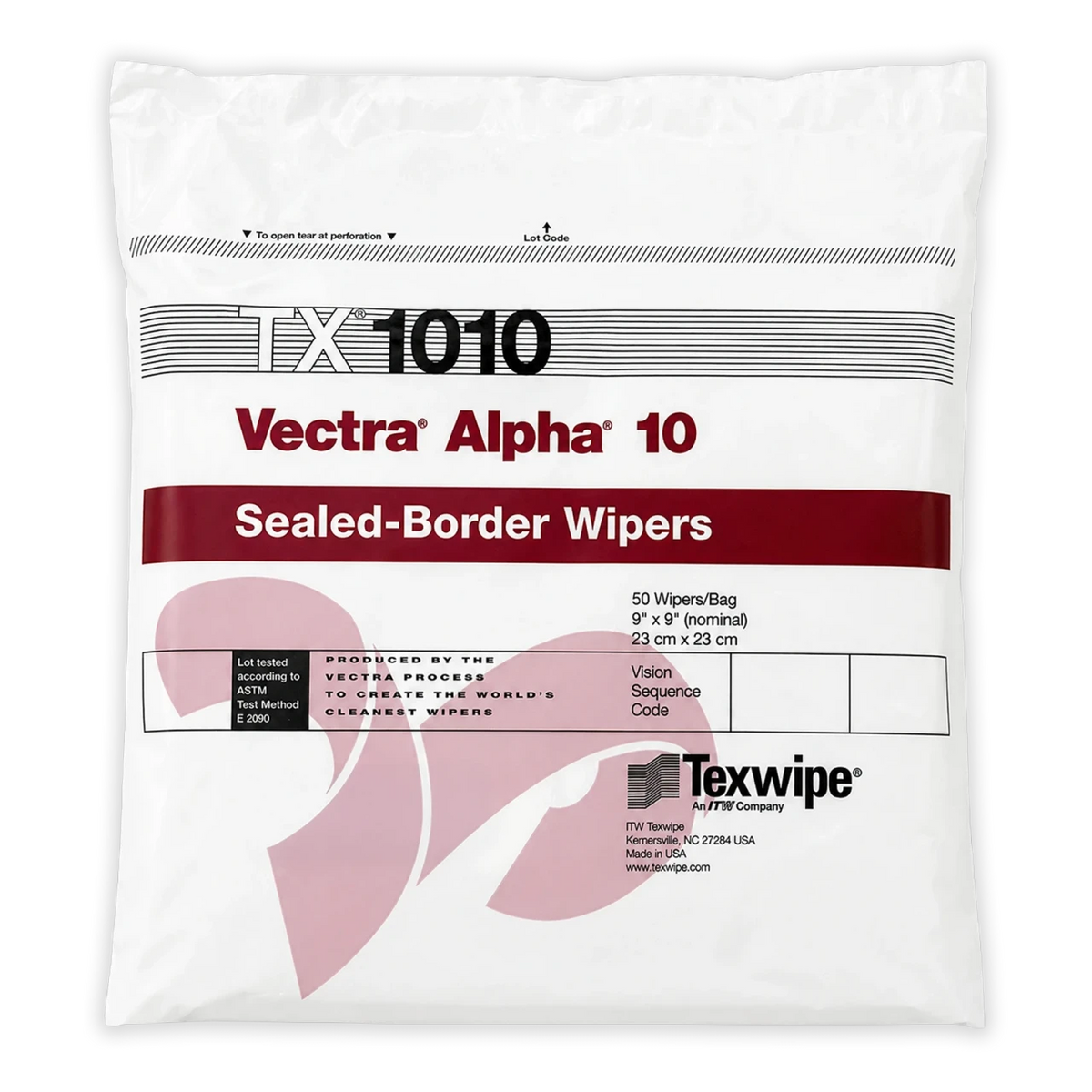 SOS Cleanroom Texwipe TX1010 Vectra Alpha10 9" x 9" Polyester Cleanroom Wiper - Case