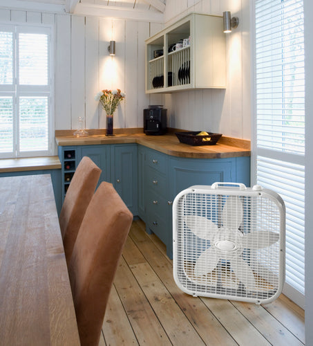 Lasko 3733 20" 3-Speed Box Fan with Save Smart, White