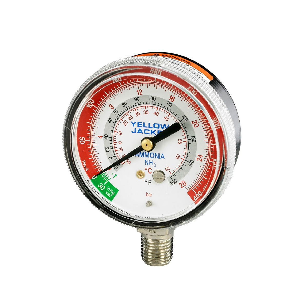 Yellow Jacket 40201 2-1/2" ammonia gauge, twist on polycarb crystal, 30"-0-400 psi °F