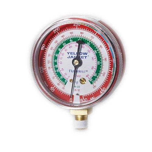 Yellow Jacket 49027 2-1/2" Red Pressure Gauge – kg/cm² & PSI, R-12/R-22/R-502