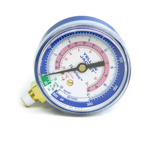 Yellow Jacket 49036 2 1/2" gauge, blue compound, 30"-0-300*** kg/cm2/psi, R-410A/32 (°F and °C)Â