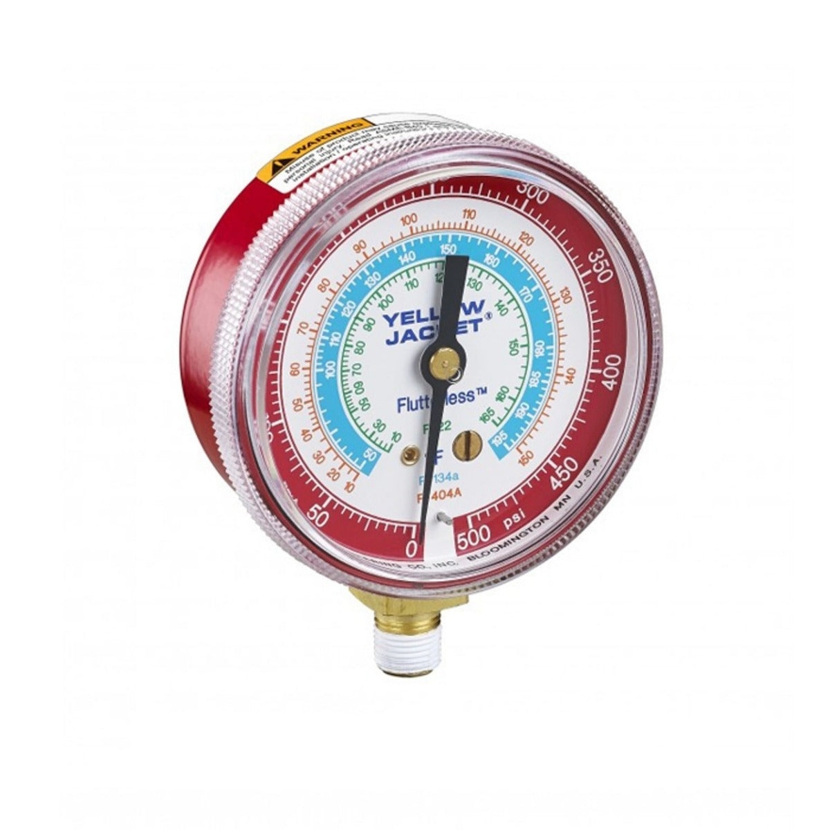 Yellow Jacket 49055 2-1/2" Red Pressure Gauge – Bar/PSI, R134a/R404A/R507, °C