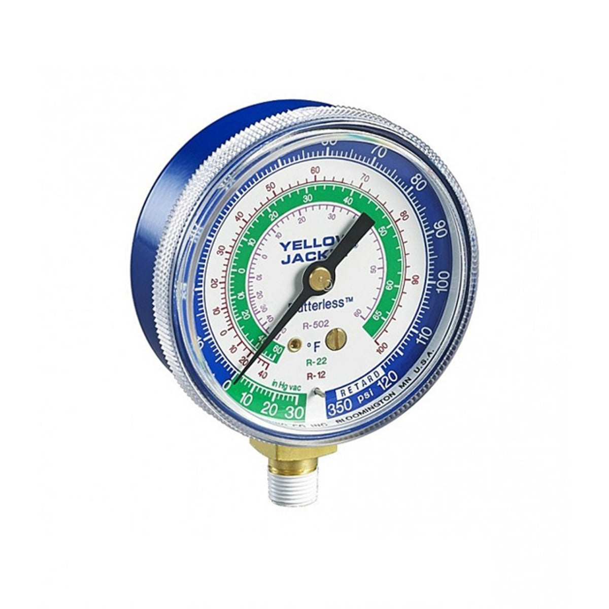 Yellow Jacket 49056 2-1/2" Blue Compound Gauge – PSI/Bar, R-134a/R-404A/R-507A