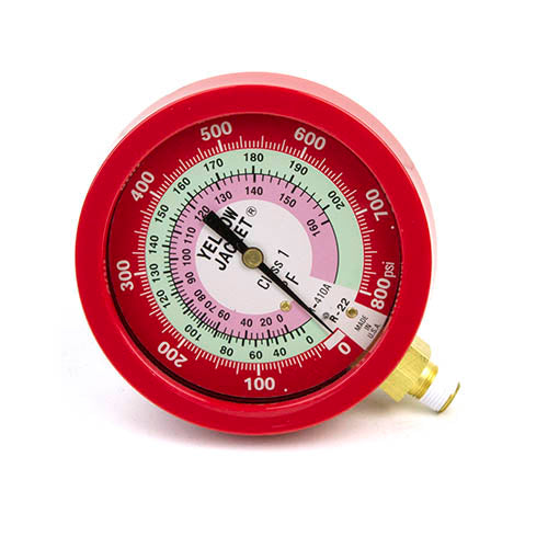 Yellow Jacket 49515 3-1/2" L/F, red pressure, 0-800 psi, R22/410A (°F)Â