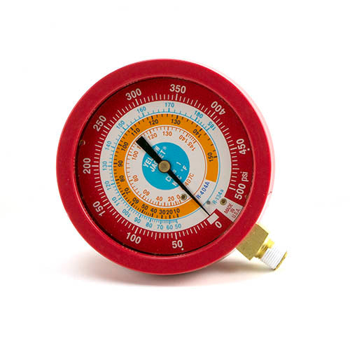 Yellow Jacket 49517 3-1/2" L/F, red pressure, 0-500 psi, R134a/404A/407C (°F)Â