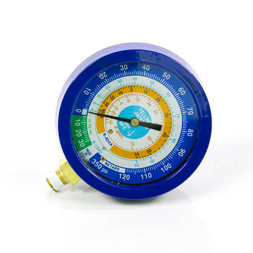 Yellow Jacket 49518 3-1/2" L/F, blue compound, 30"-0-120 psi, R134a/404A/407C (°F)Â