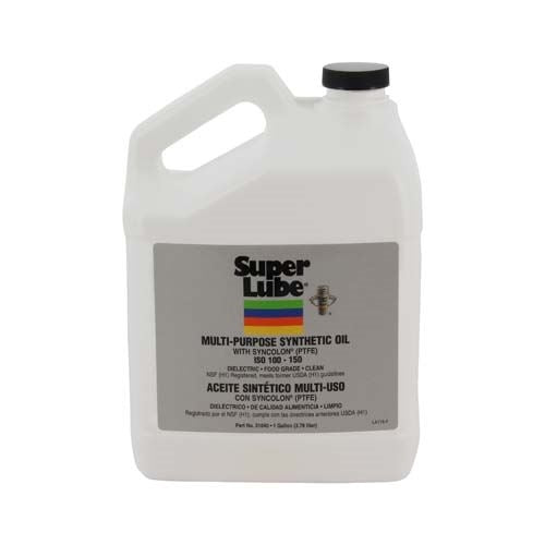 Super Lube 51040 Multipurpose Synthetic Oil w/ PTFE - Food Grade, 1 gal, Bottle, Translucent Color